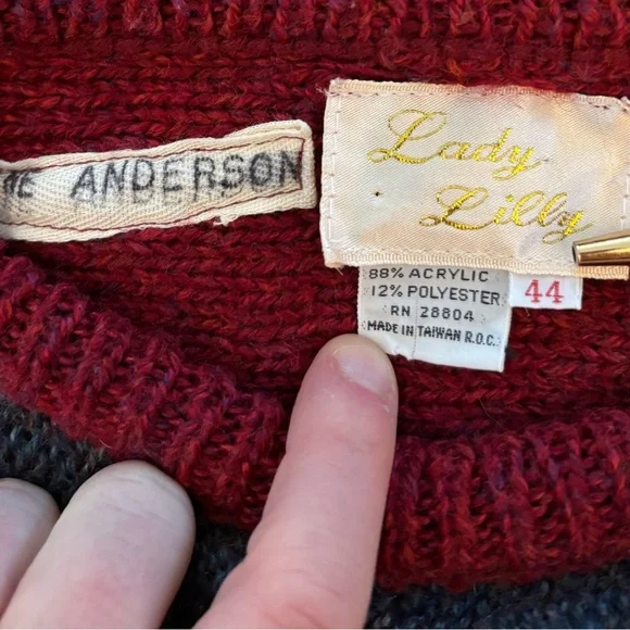 Unique vintage 90s multi-coloured sweater with fringe detail sz Womens Large - Picture 7 of 11